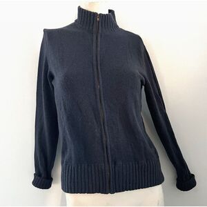 TIMBERLAND Womens Size Small Charcoal Gray Full Zip Wool Blend Sweater with Logo